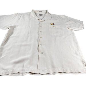 Luau Hawaiian Silk Button Up Shirt Mens Casual Tequila Floor Short Sleeve Top